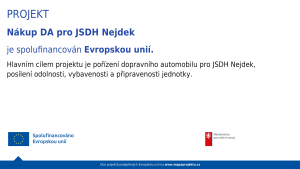 Pořízení DA pro JSDH Nejdek
